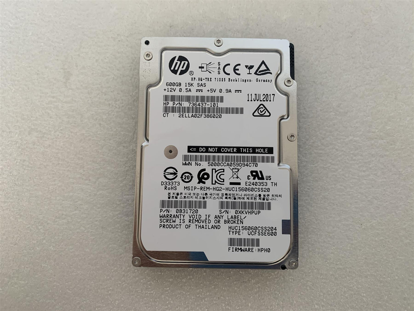 HP 736437-101 600GB 15000 RPM SAS Hard Disk Drive HDD 2.5 inch 008-0B31471 NEW