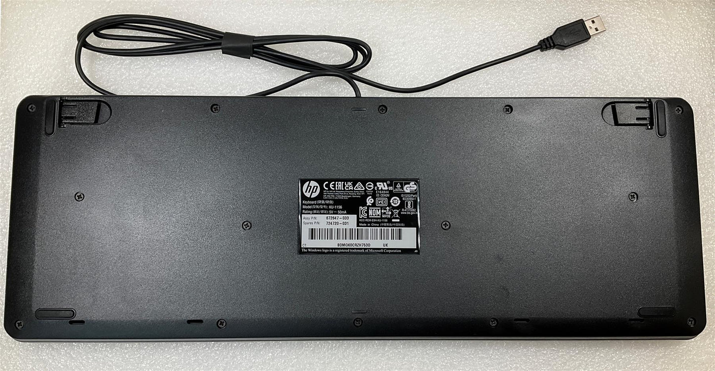For HP 672647-033 724720-031 KU-1156 UK English USB Wired Black Keyboard NEW
