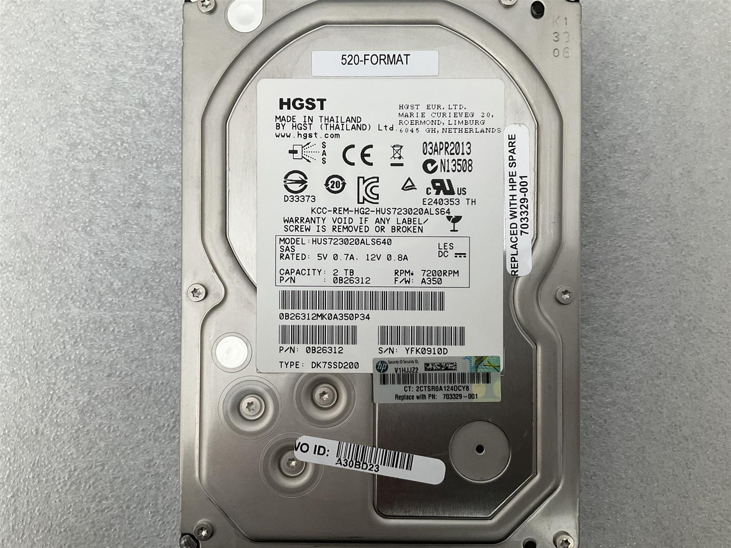 HGST HUS723020ALS640 3.5 inch 2TB 7200RPM 703329-001 HDD Hard Disk Drive SAS NEW