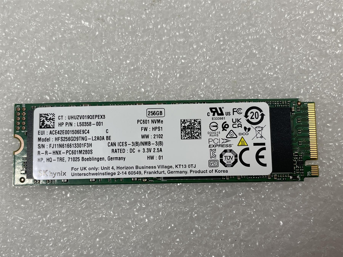 for HP L62288-001 L50358-001 SK Hynix PC601 NVMe 256GB M.2 SSD Solid State Drive