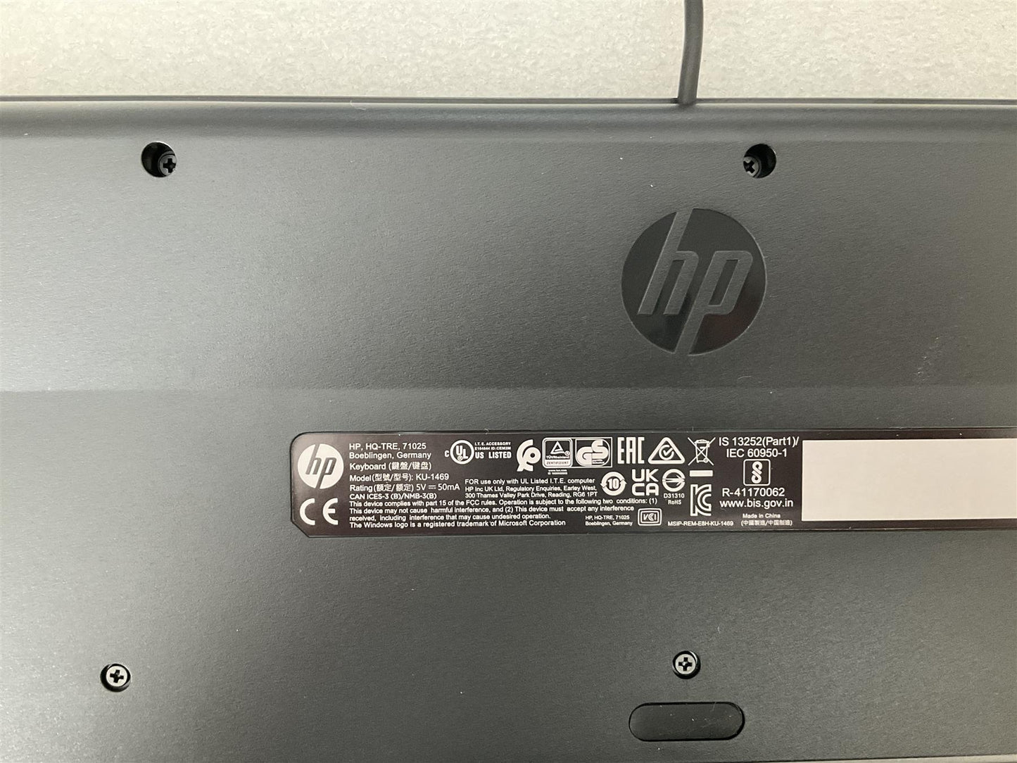 For HP Business Slim 803181-031 USB Wired Keyboard Black UK English KU-1469 NEW