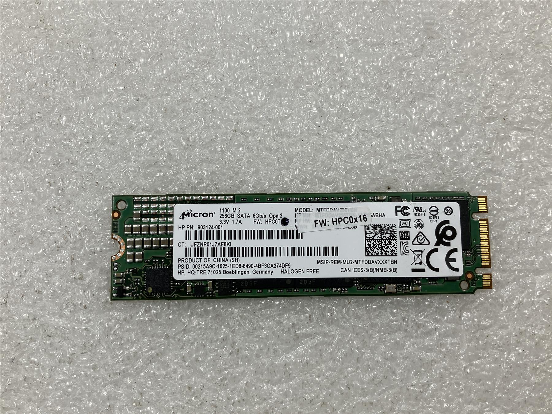 Sata Ssd Micron 1100 Mtfddav256tbn 256gb For HP L03124-001 Micron