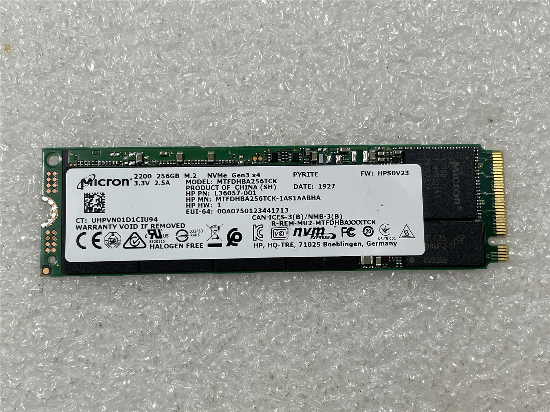 HP L29193-001 Micron 2200 256GB Solid State Drive SSD NVMe MTFDHBA