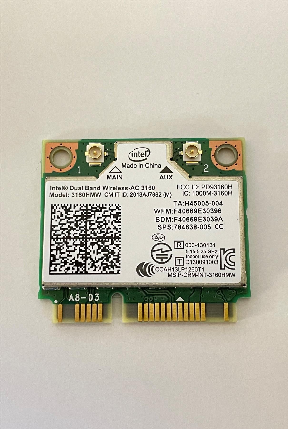 for Intel Dual Band 784638-005 Wireless-AC 3160 3160HMW Half Mini PCIe 802.11AC
