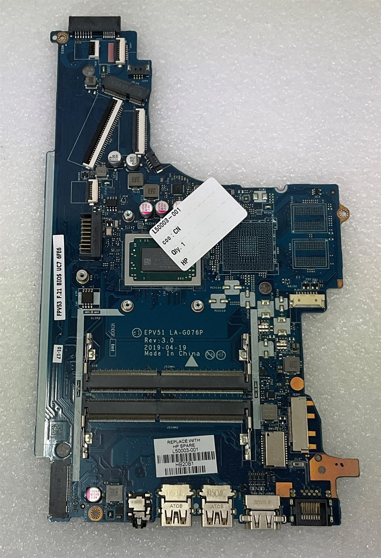 for HP 255 G7 15-DB L50003-001 L50003-601 AMD Ryzen3 2200U UMA Motherboard NEW