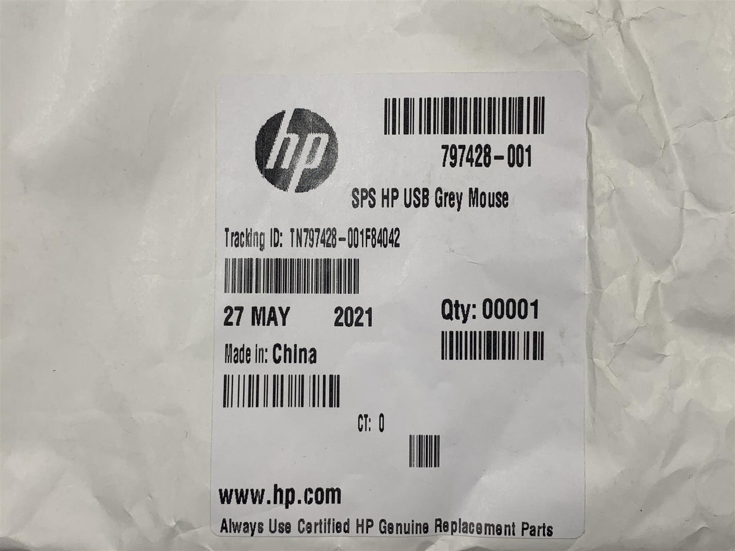HP 797428-001 796718-001 USB Wired Cable Mouse V2 Grey Genuine Original NEW