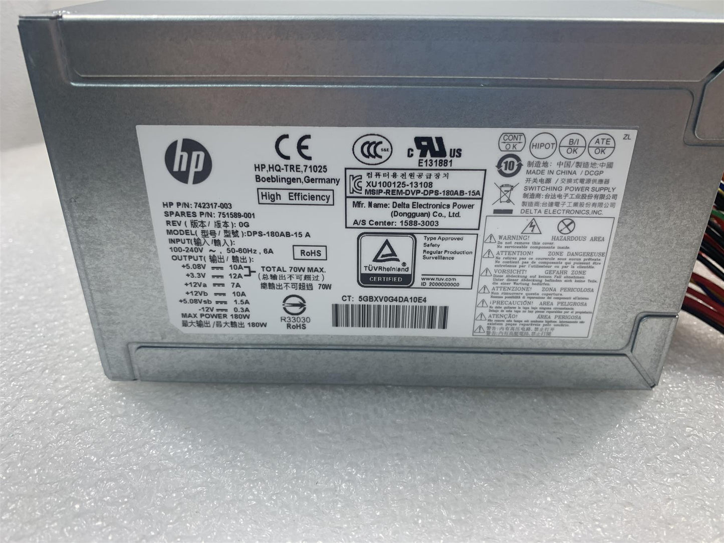 910096 -001 - HP 910097-001 742317-003 751589-001 DPS-180AB-15 A 180W Power Supply Unit PSU