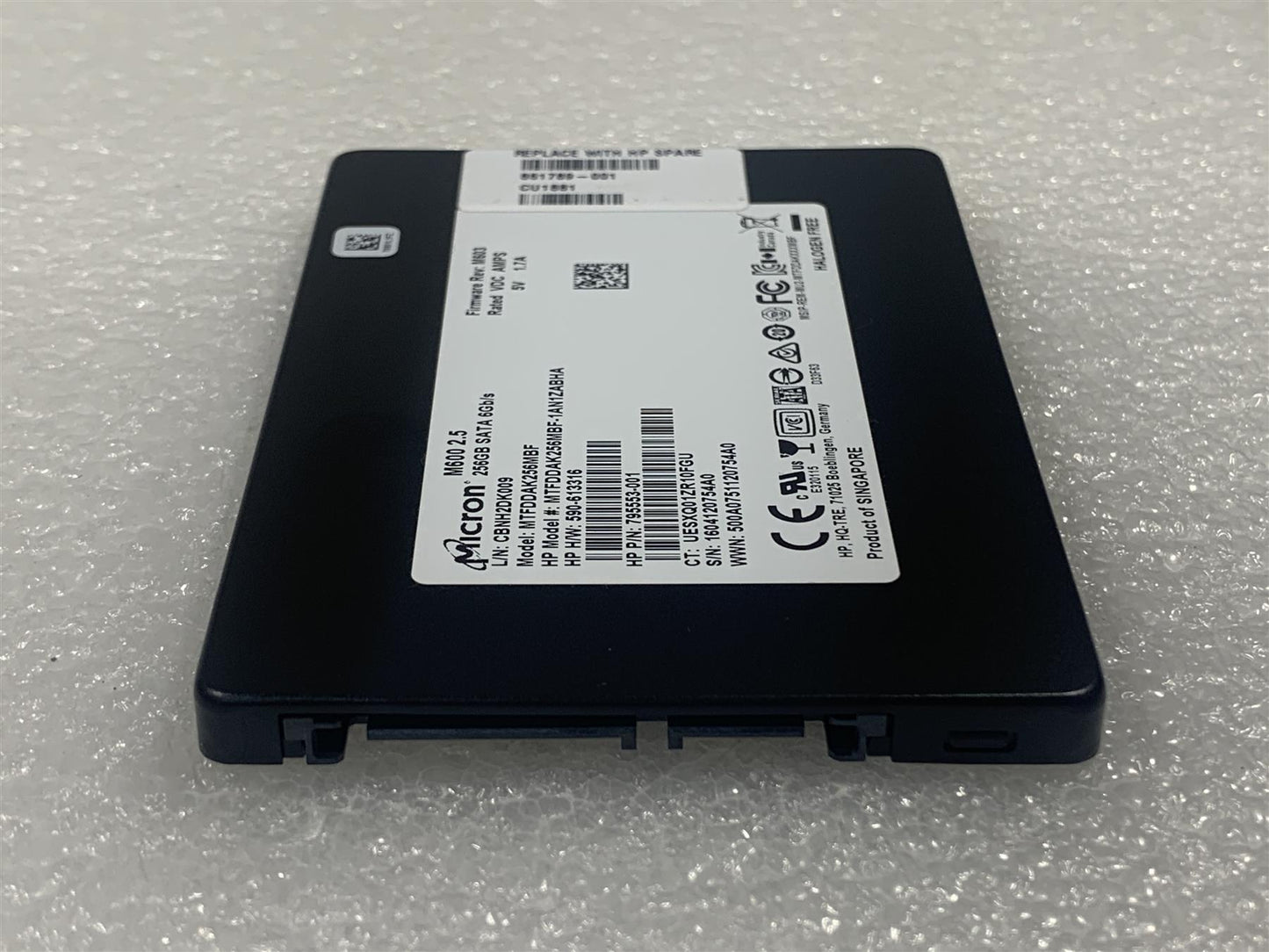 HP 861789-001 Micron MTFDDAK256MBF M600 2.5 256GB SATA Solid State Drive NEW