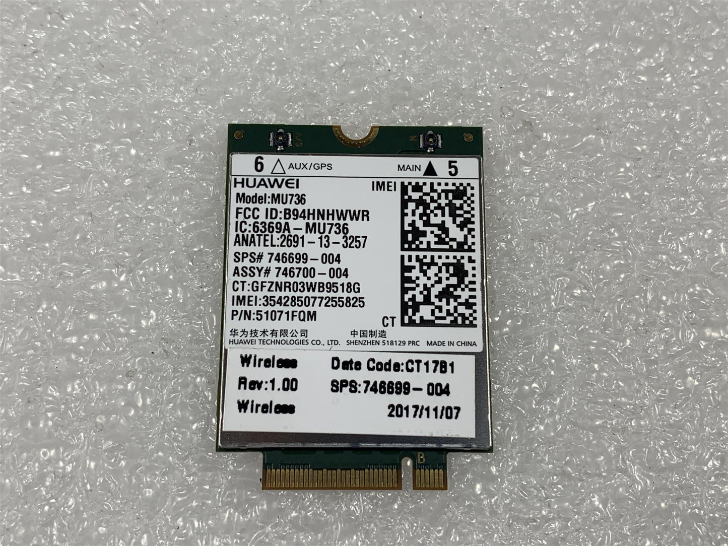 HP 746699-004 Huawei MU736 3G 4G WWAN HSPA+ Mobile Card Module Genuine NEW