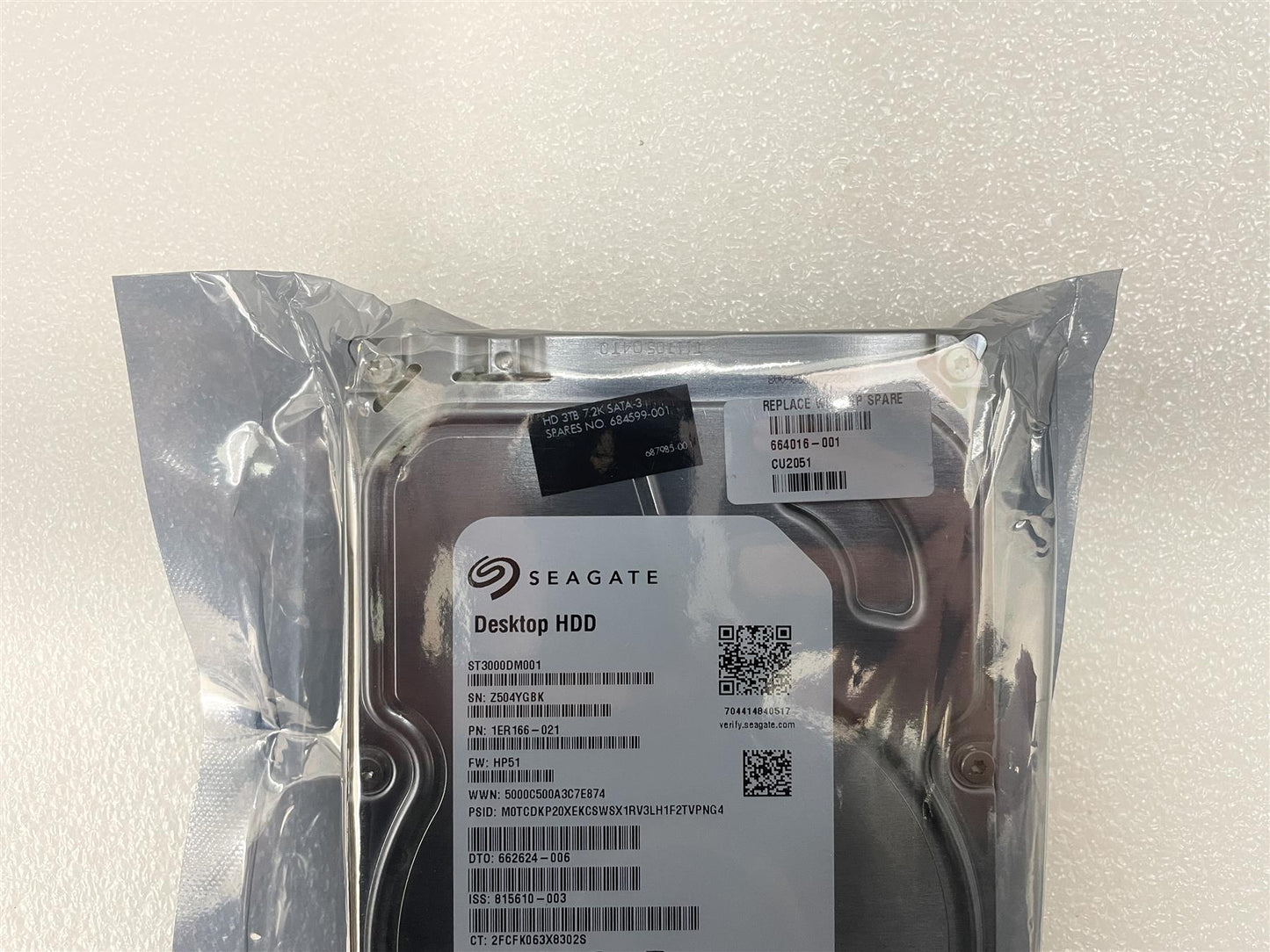 HP 664016-001 HDD Hard Disk Drive ST3000DM001 3TB 7.2K SATA-3 6Gb 3.5 inch SATA 7200 RPM 7200RPM