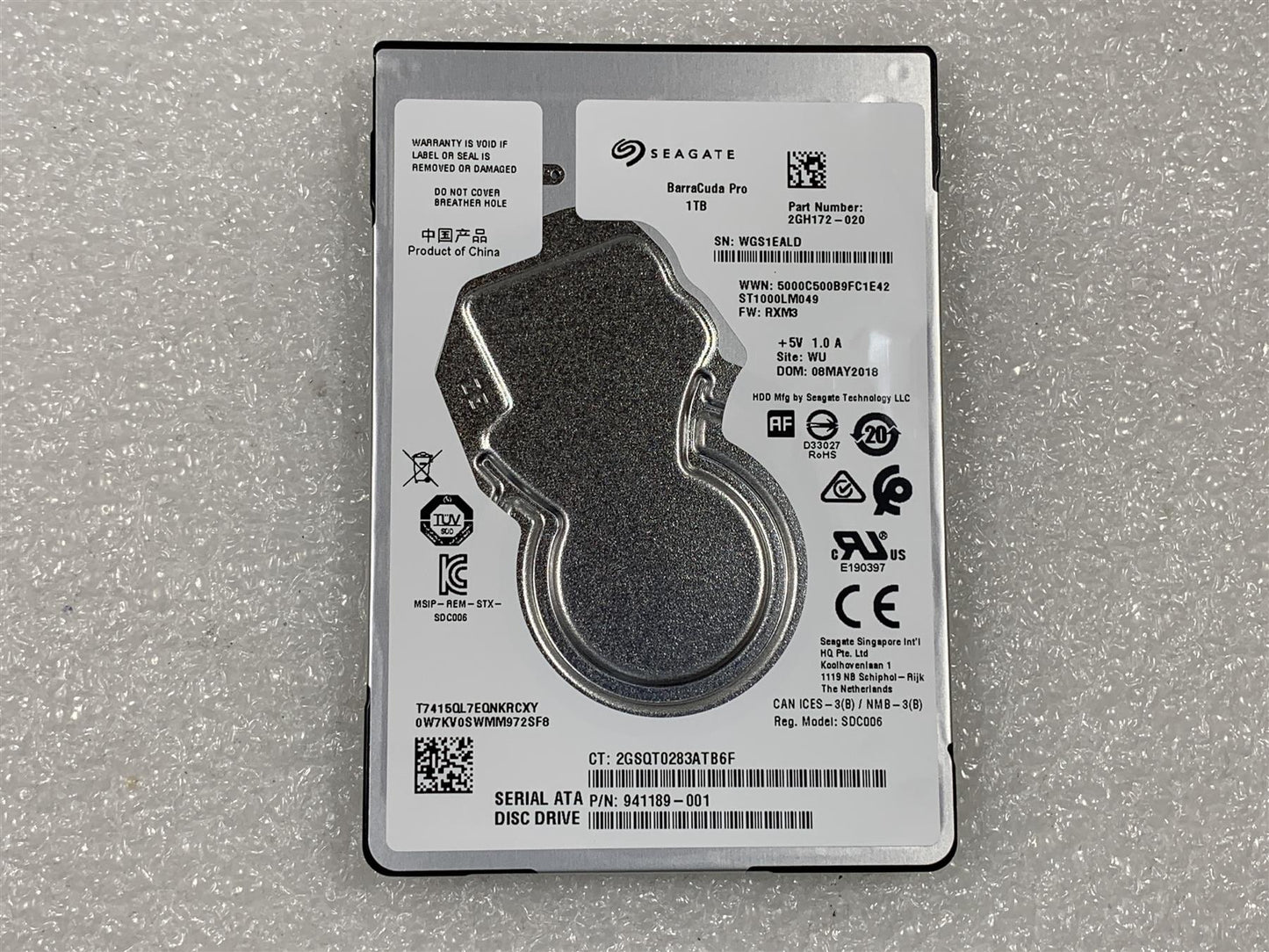 A102 - HP L18283-001 Seagate Barracuda Pro HDD Hard Disk Drive 1TB 1000 GB 7200rpm SATA