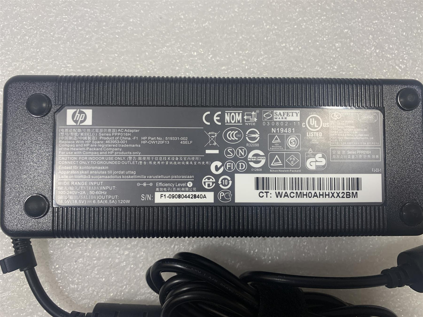 HP 516798-001 519331-002 HP-OW120F13 PPP016H 120Watt Power Adapter Charger NEW