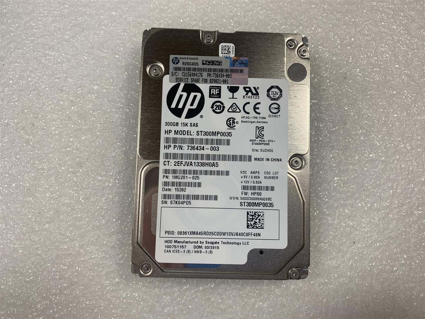 HP 829021-001 736434-003 Seagate ST300MP0035 300GB SAS 2.5 inch 15K RPM NEW