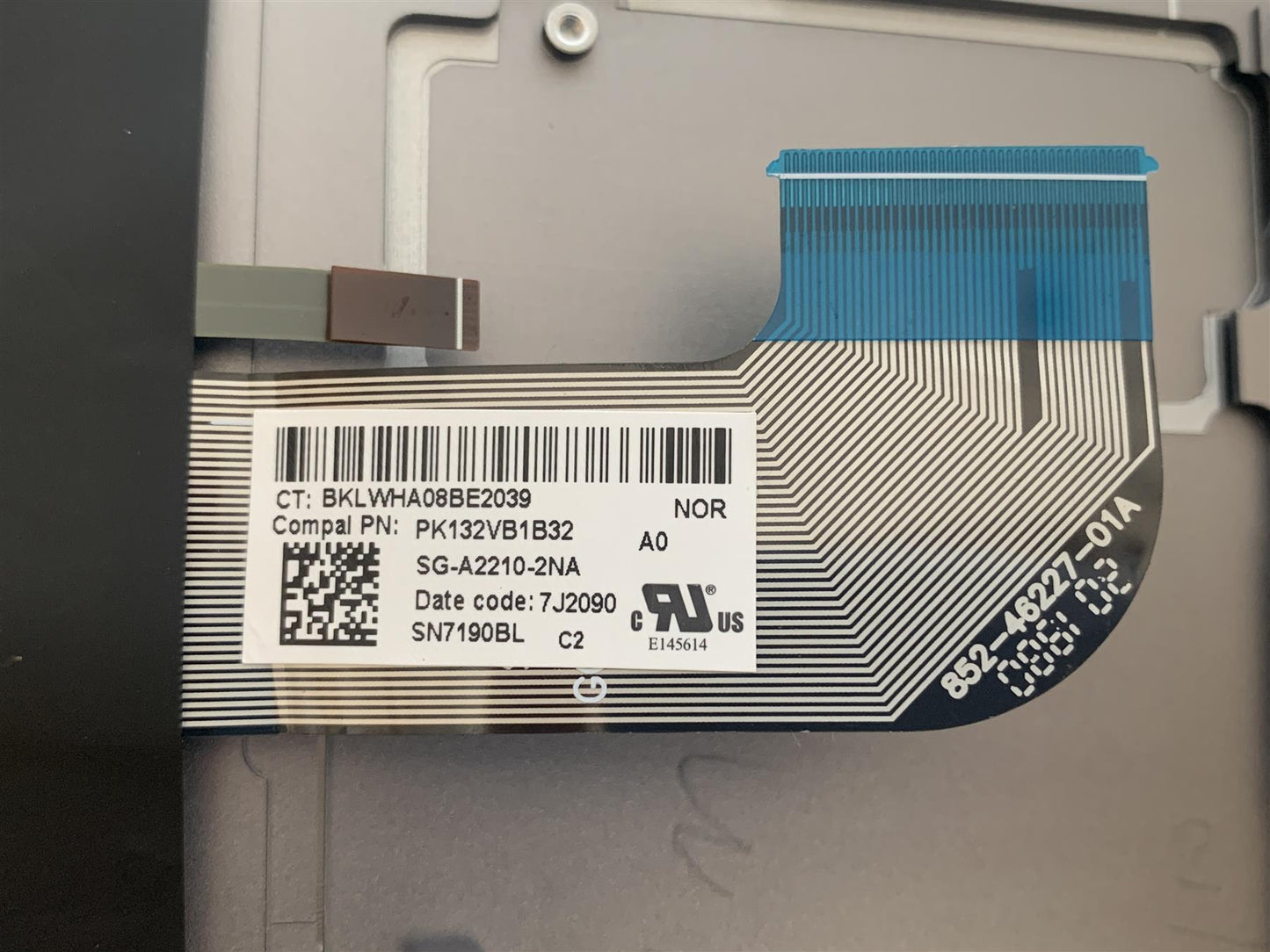 HP ZBook Studio G7 M14608-091 Norwegian Keyboard Norway Norse Palmrest RTX DSC