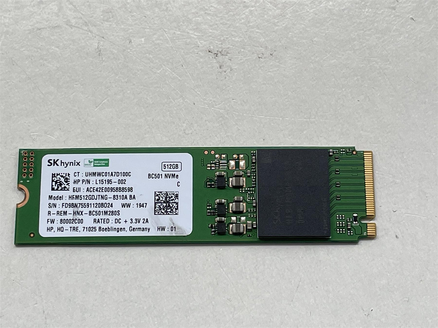 For HP L67959-001 SK Hynix BC501 512GB NVMe HFM512GDJTNG SSD Solid State Drive