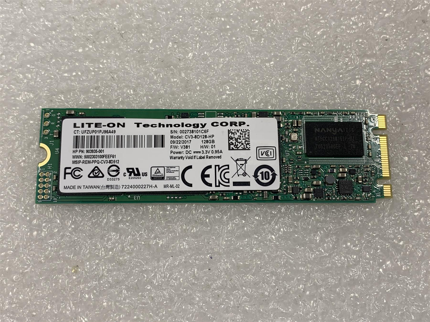 HP 811392-001 903935-001 Lite-ON CV-8D128-HP 128GB m.2 SATA Solid State Drive