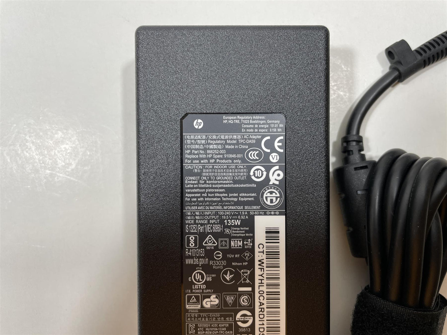 HP 648964-001 866252-003 910846-001 TPC-DA59 19.5V 135W AC Power Adapter Charger