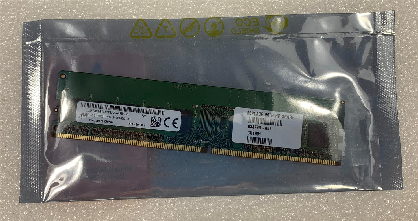 HP 934796-001 Micron MTA9ASF51272AZ-2G3B1ZG Ram 4GB 2400T MHz DDR4 Memory NEW