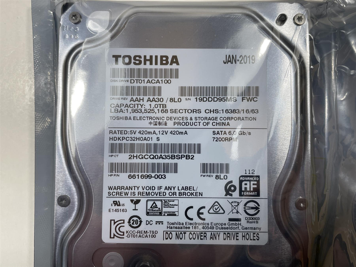 HP 936504-001 661699-003 DT01ACA100 1TB Hard Disk Drive SATA 3.5 Inch 7200RPM