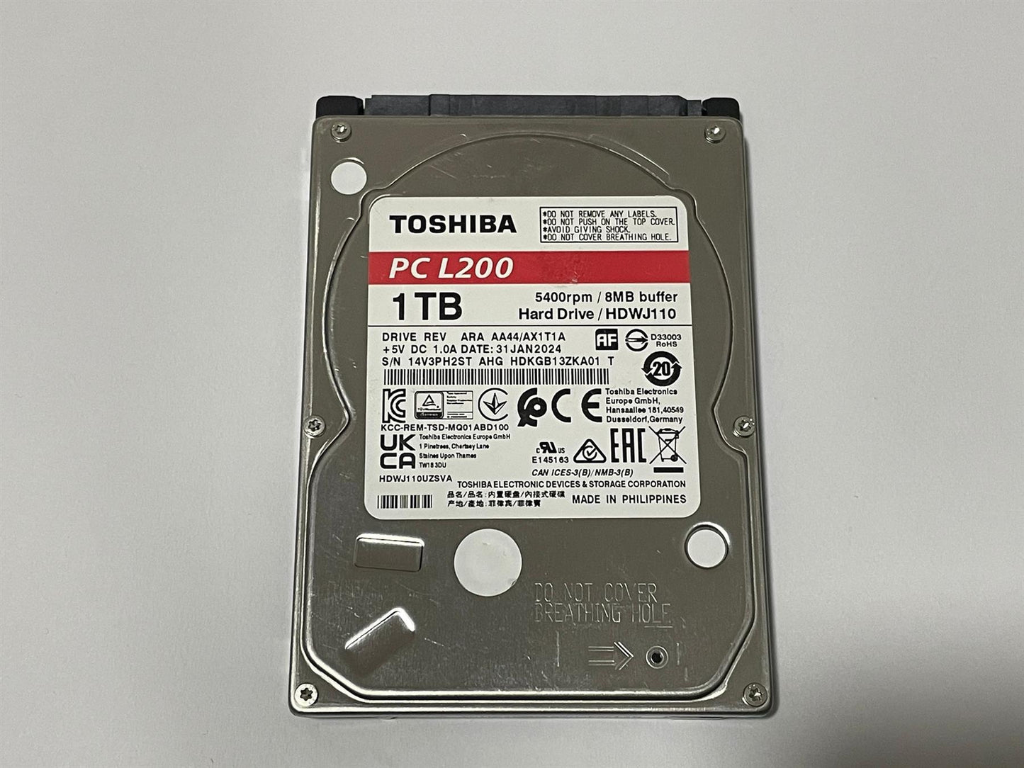 Toshiba 1TB 2.5 L200 MQ01ABD100 5400rpm 8MB HDWJ110 HDD Hard Disk Drive