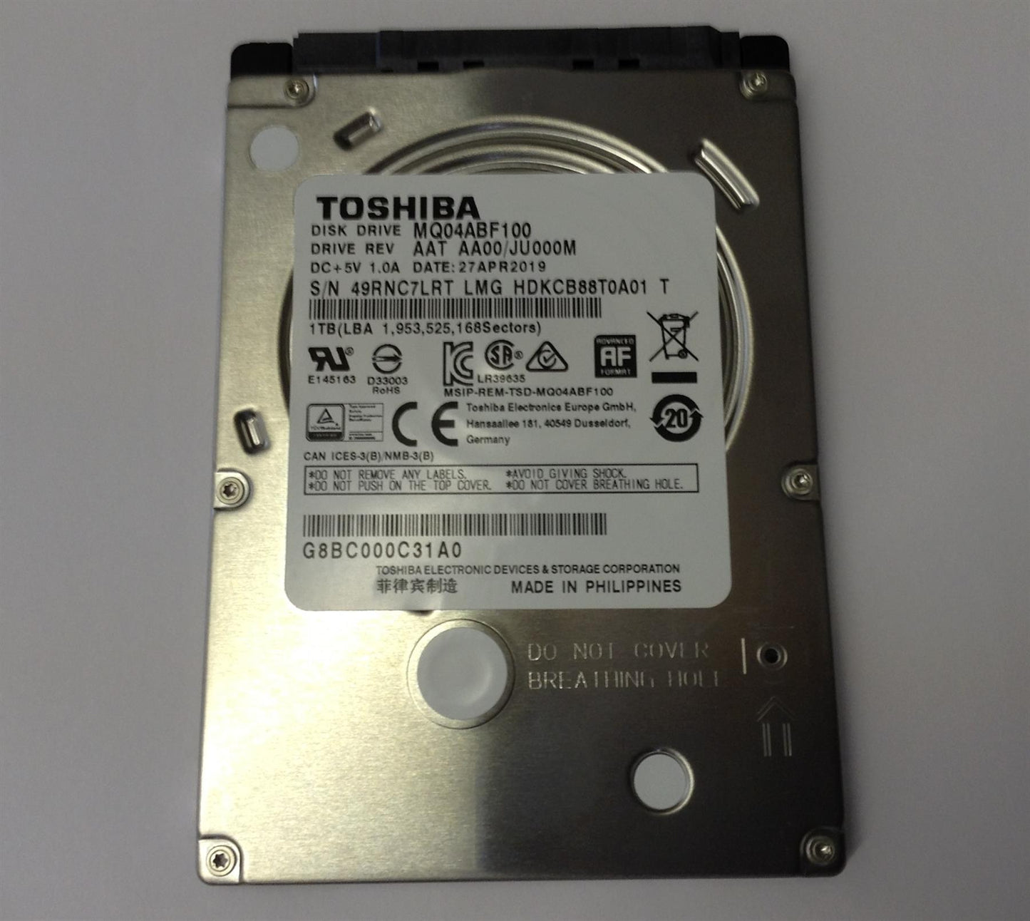 for HDD 1TB 2.5 5400RPM MQ04ABF100 Hard Disk Drive