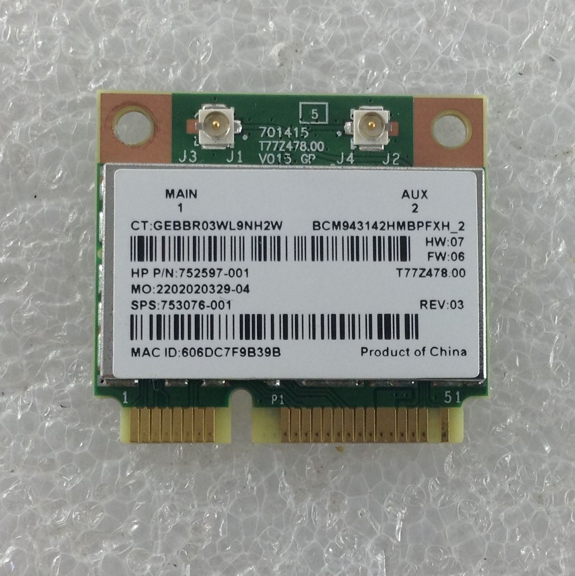 HP Stream 13 13-C102NA Wifi Wi-Fi WLAN Wireless Card Mini PCI-E BCM943142HM