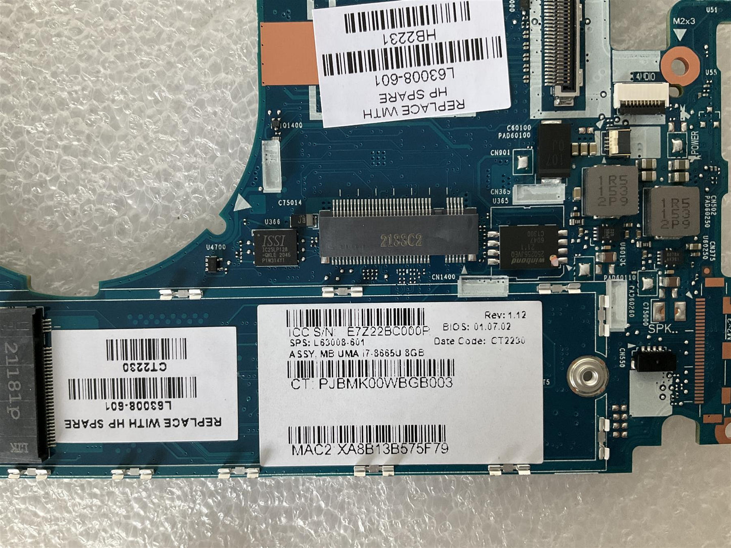 for HP EliteBook x360 1040 G6 L63008-601 (sneing L63007 )  Intel I7-8665U 8GB UMA Motherboard NEW