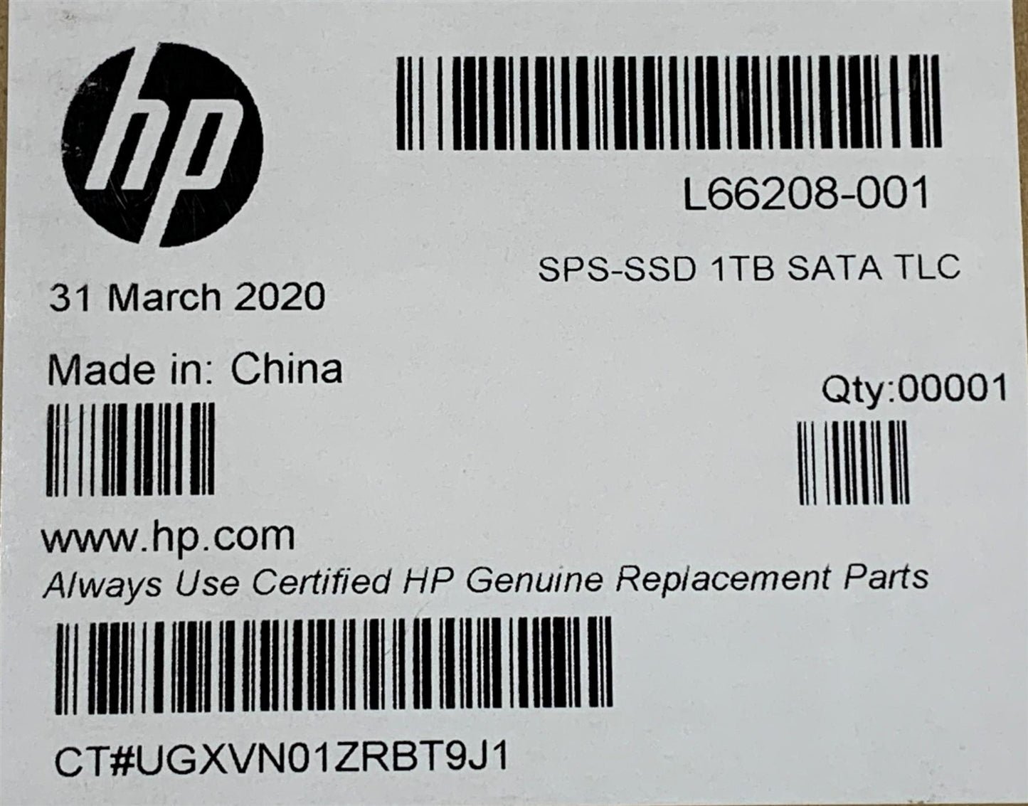 HP ZBook 15 G5 L68868-001 also sending L66208-001 1TB Micron Solid State Drive SSD SATA MTFDDAK1T0TBN