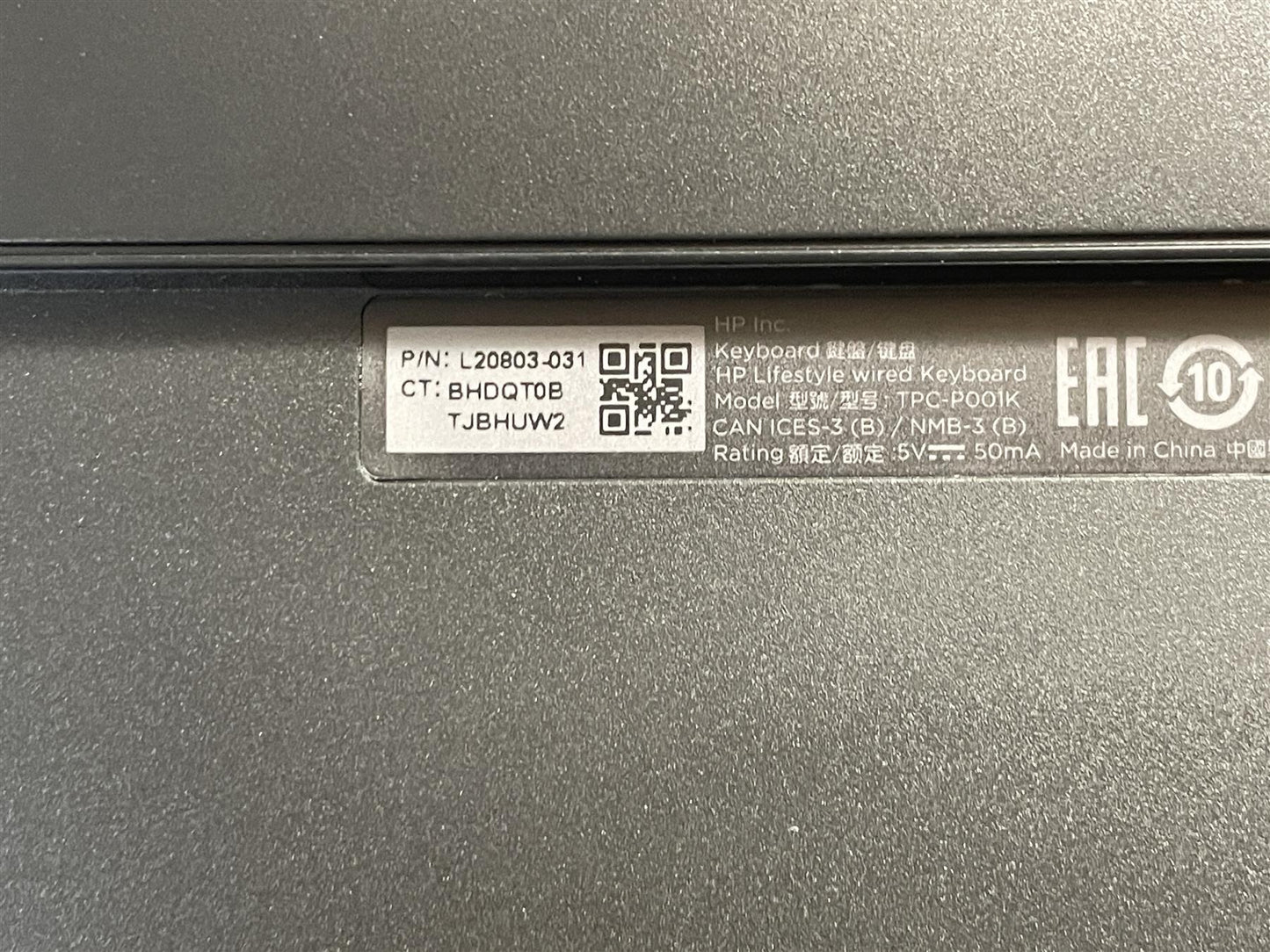 HP Pavilion Gaming L20803-031 UK English Green USB Wired Keyboard TPC-P001K NEW
