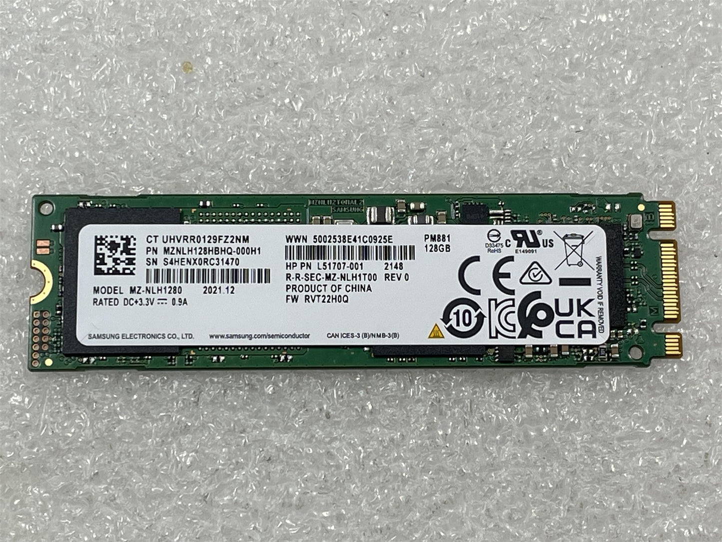 HP L21944-001 Samsung PM881 Solid State Drive SSD 128GB M.2 SATA MZNLH128HBHQ