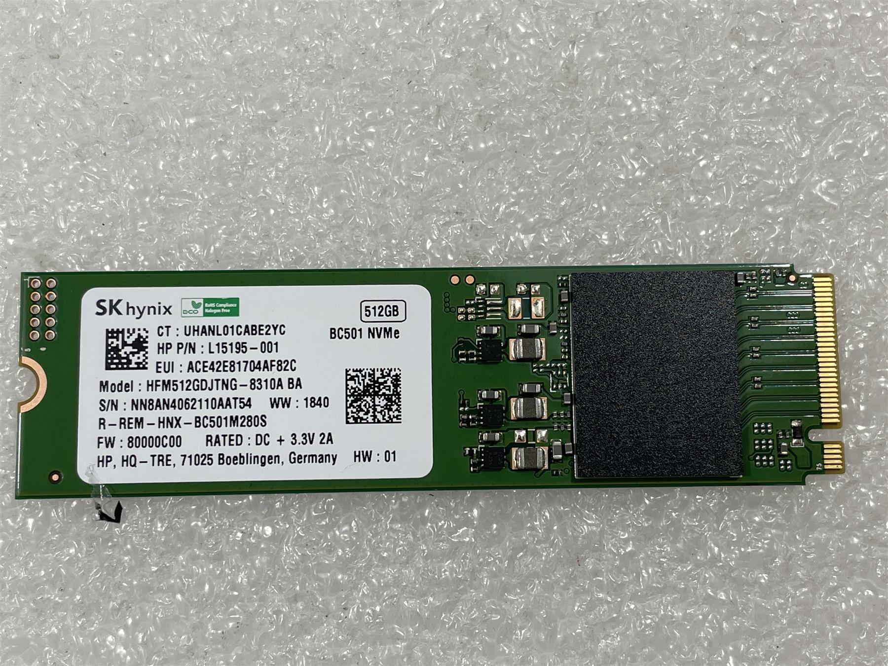 HP L16874-001 SK Hynix BC501 Solid State Drive SSD 512GB M.2 NVMe HFM5