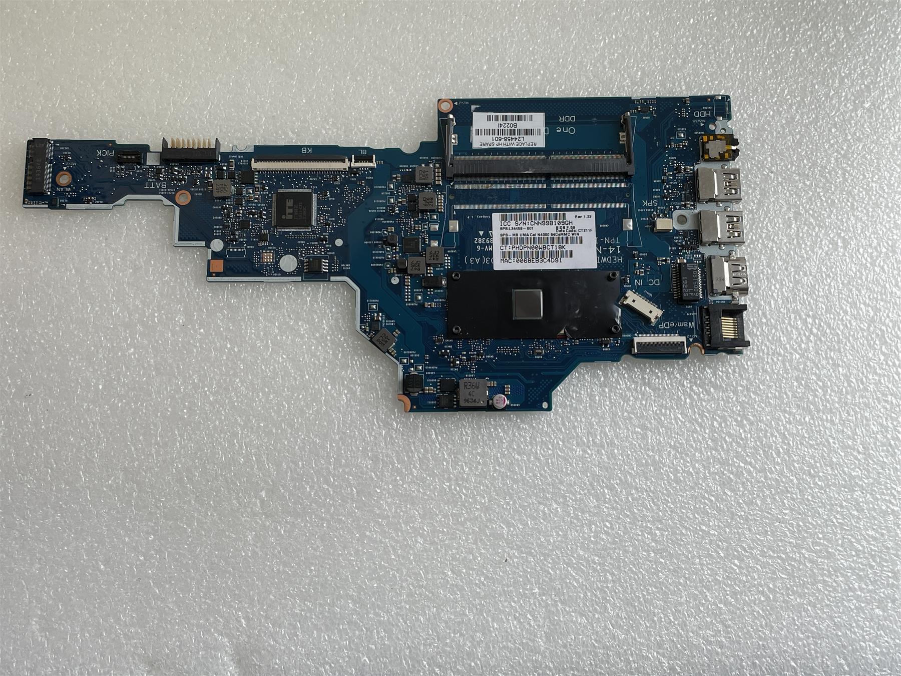 Placa Base para Laptop HP 14-DF con CPU N5000, Disco Duro de 64 GB, L24462-601 L24462-001 Placa Base para Laptop HP 14-DF con CPU N5000, Disco Duro de 64 GB, L24462-601 L24462-001