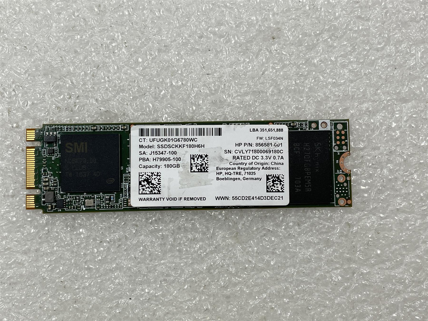 For HP 903268-001 Intel SSDSCKKF180H6H Solid State Drive SSD 180GB M.2 SATA NEW