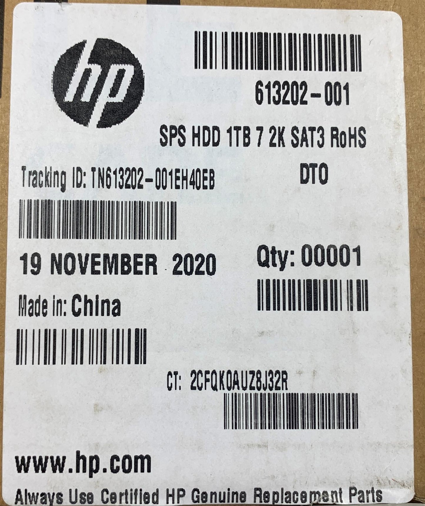 HP 613202-001 Toshiba DT01ACA100 HDD Hard Disk Drive 1TB 1000 GB 7200RPM SATA