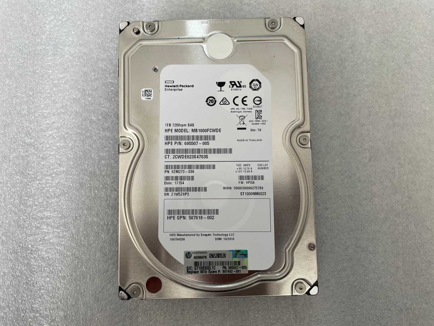 HP 695507-005 Seagate ST1000NM0023 HDD 1TB 7200RPM SAS Hard Disk Drive NEW