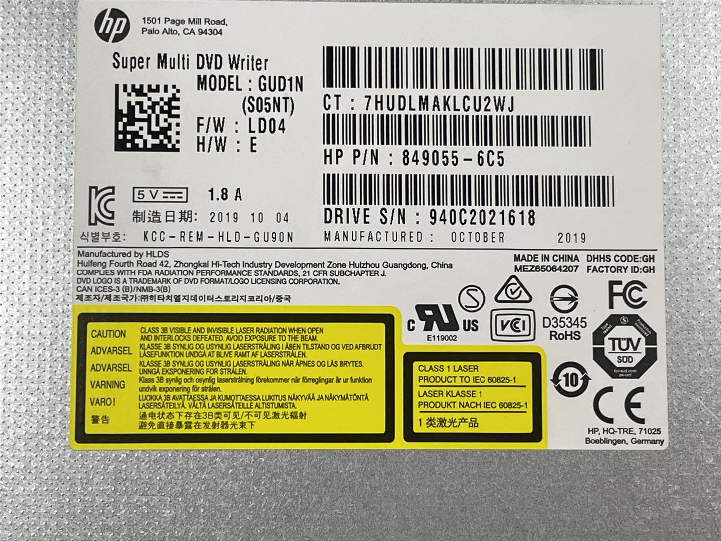 For HP 936510-001 849055-6C5 GUD1N DVD RW CD Drive Writer Burner Player Rom NEW