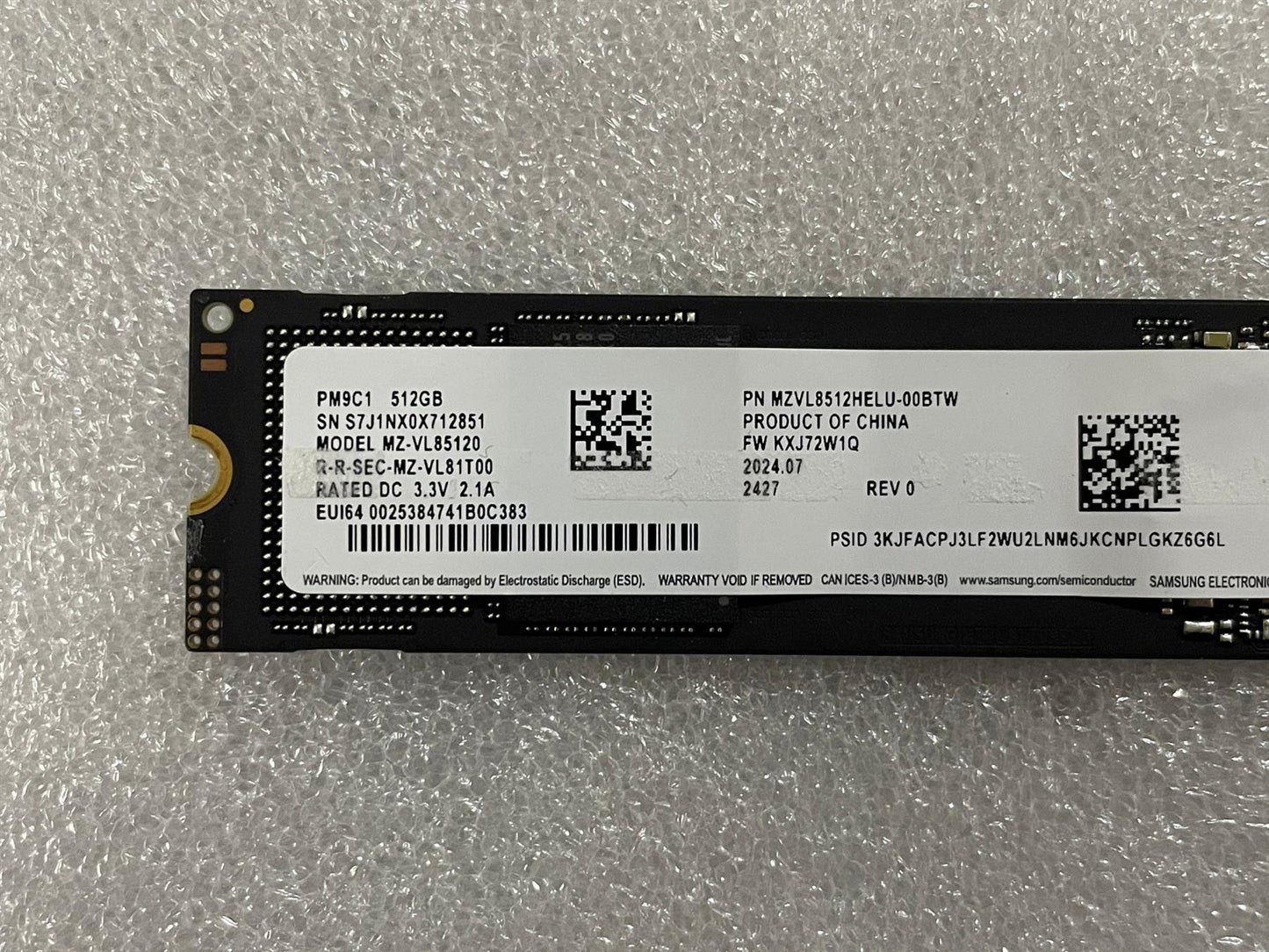 Samsung PM9C1 512GB M.2 NVMe SSD Solid State Drive MZVL8512HELU-00BTW KXJ72W1Q