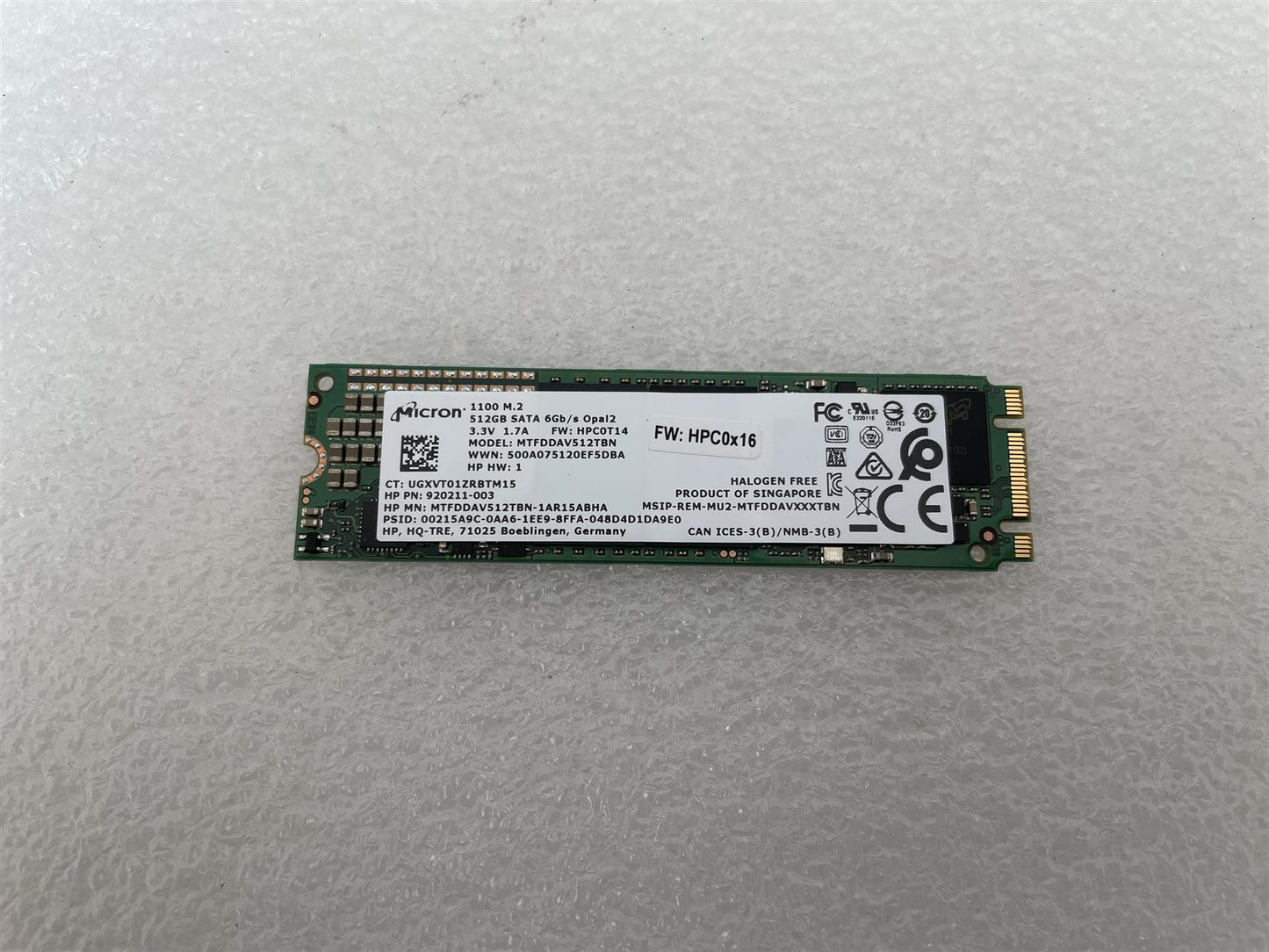 For HP 923011-002 Micron 1100 M.2 SATA 512GB MTFDDAV512TBN SSD Solid State Drive NEW