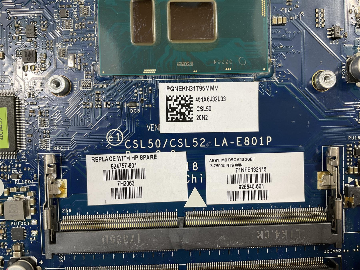HP 250 G6 15-BS 15-BW 928640-601 924757-601 Intel I7-7500U 2GB DSC Motherboard