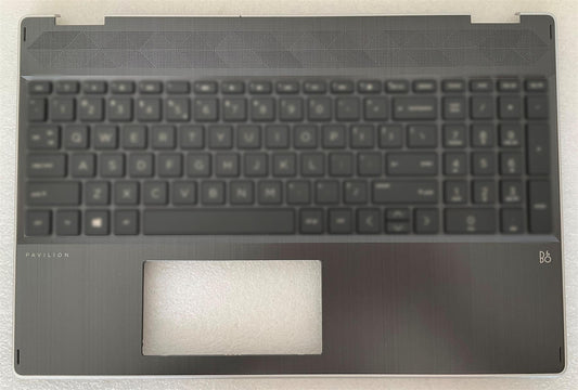HP Pavilion 15-DQ L53077-031 L51363-031 L50616-031 UK English Keyboard Palmrest with Stickers Upper Top case casing cover NEW