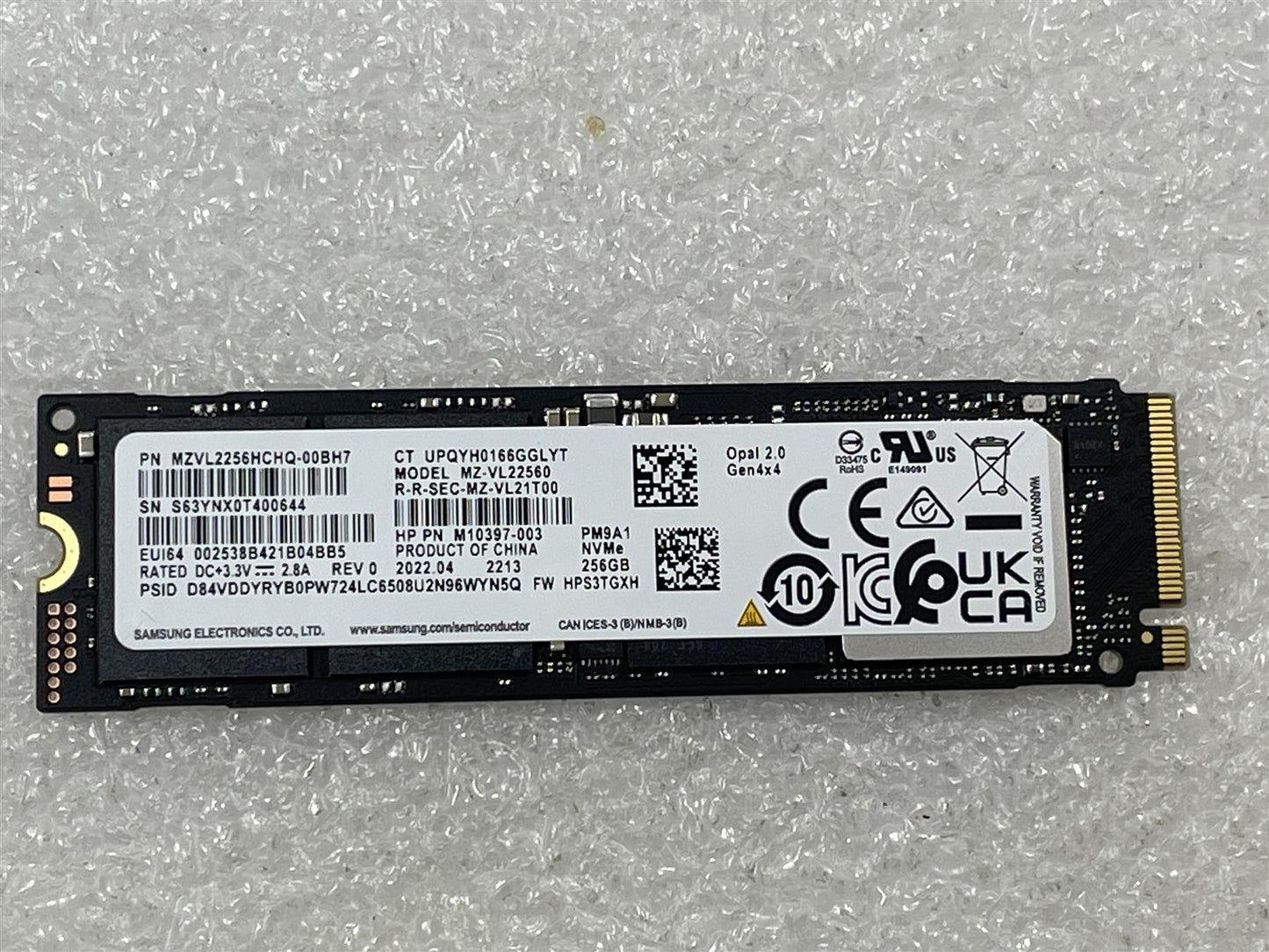 HP L72446-001 Samsung Solid State Drive SSD 256GB M.2 NVMe PM9A1 MZVL2256HCHQ