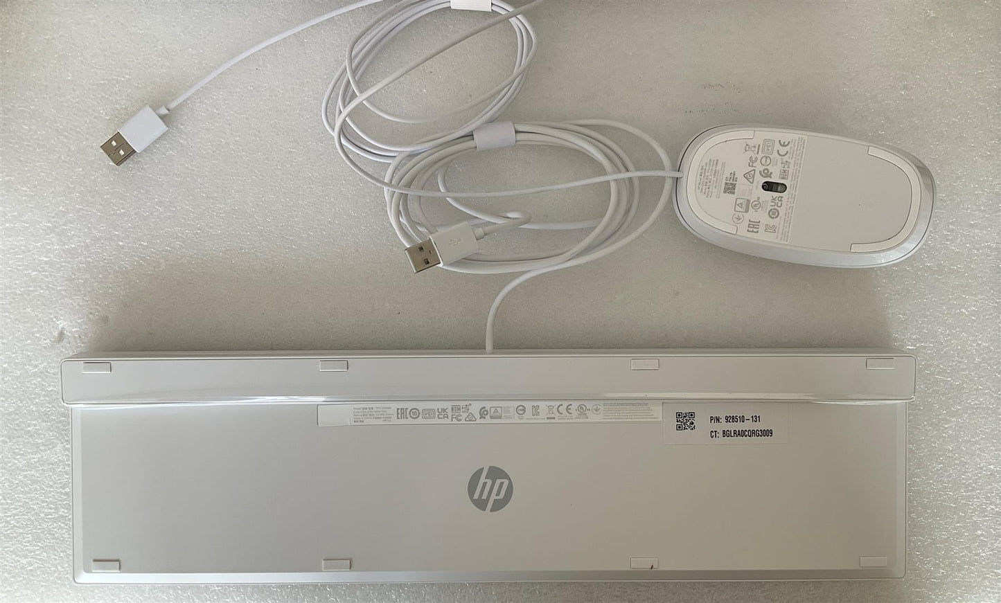 For HP White Cheddar 928517-131 Portoguese Layout USB Wired Keyboard Mouse NEW