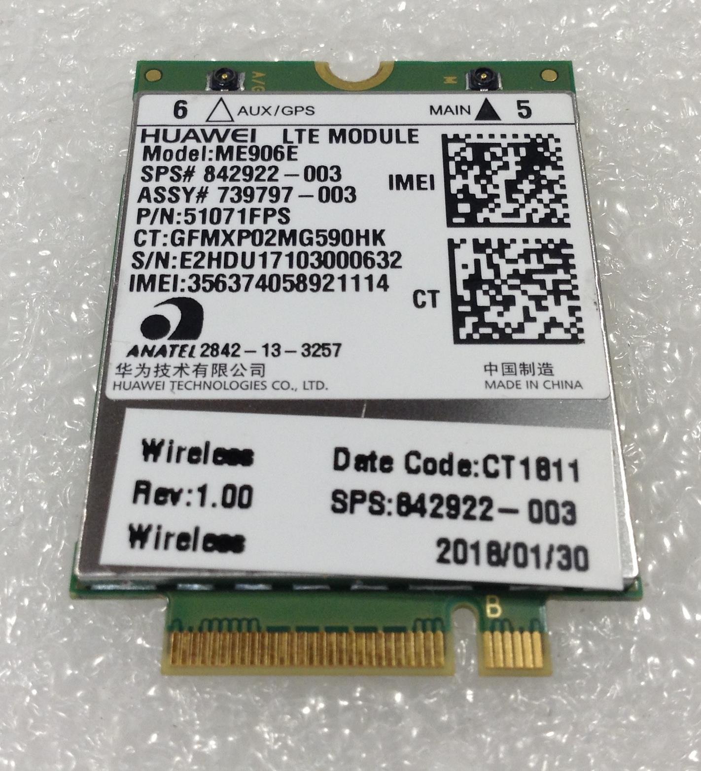 HP 842922-006 WWAN ME906E ME906s ME906E 842922-003 702199-002 EMEA LTE with GPS M.2 Huawei 51071FPS Genuine NEW