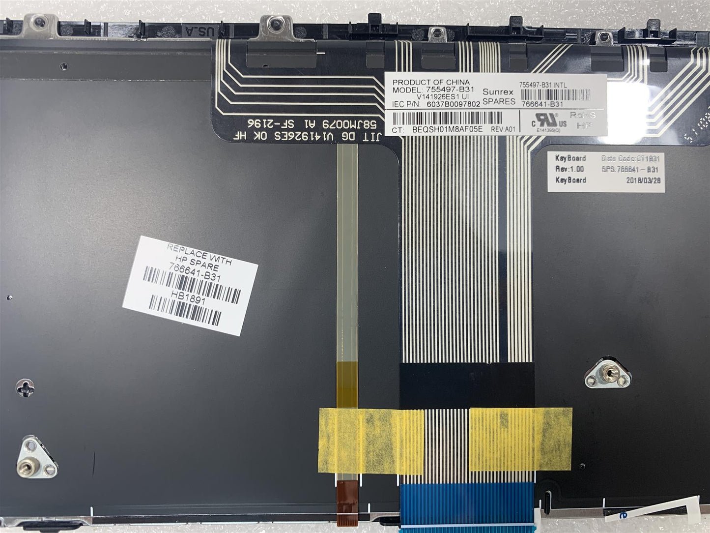 HP Pro x2 612 G1 766641-B31 The Netherlands US int. English International also named dutch Keyboard NEW