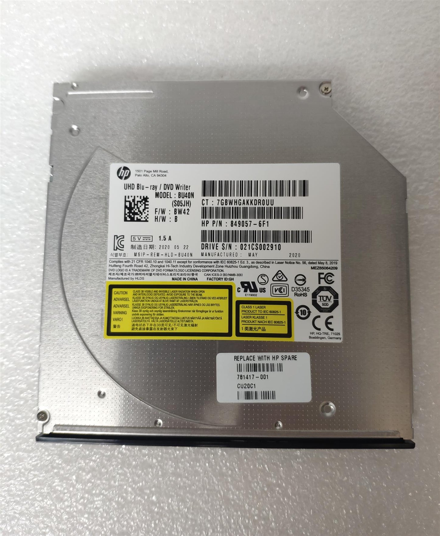 For Blu-Ray 781417-001 L31909-001 781417-001 BU40N UHD BLU-RAY DVD Drive Writer NEW