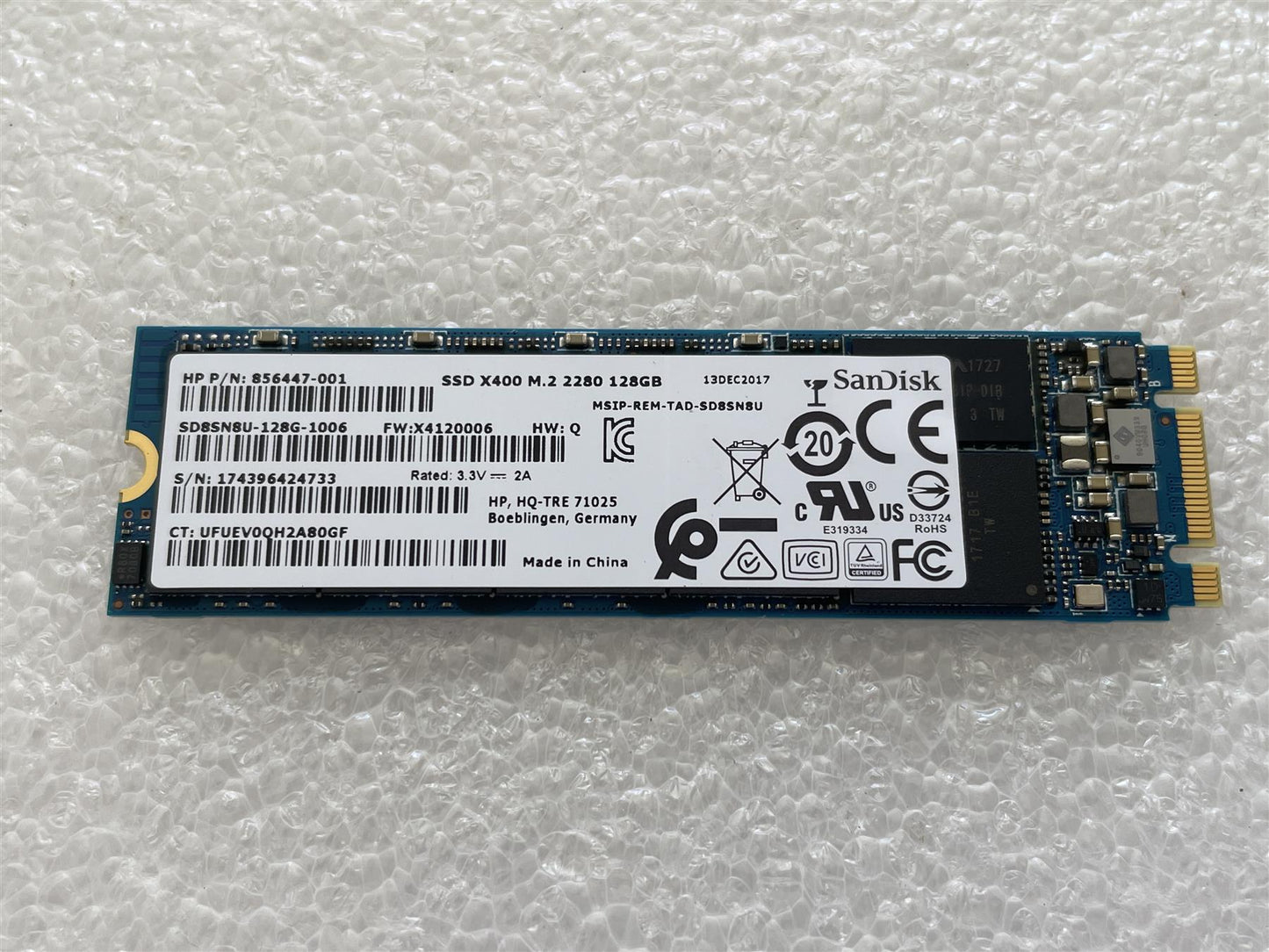 For Hp 918175-001 SSD 128GB M.2 2280 X400 SNDSK LOCK