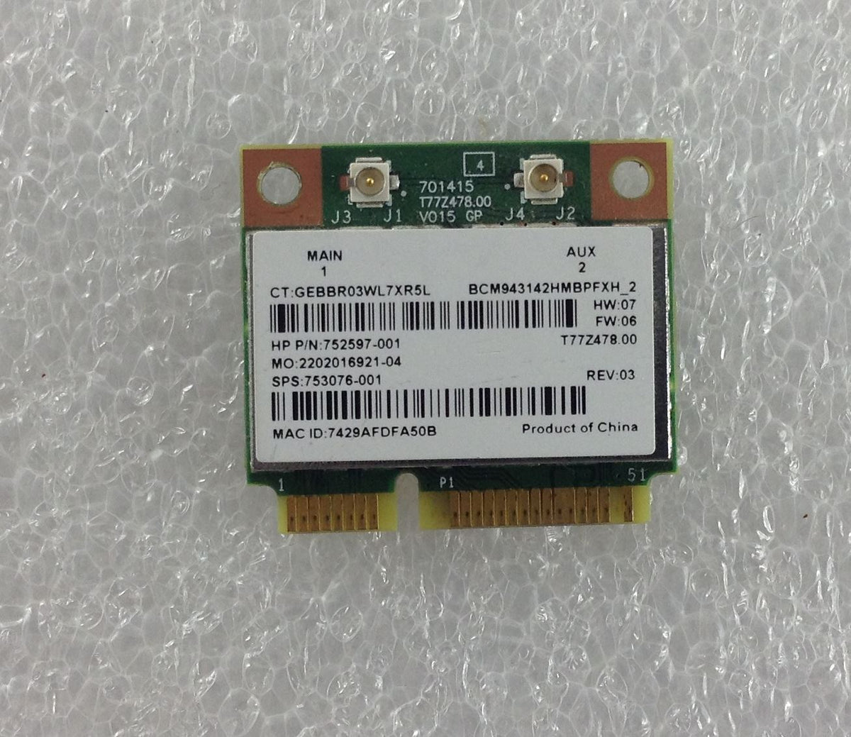 HP Pavilion 15-p p246sa Wifi Wi-Fi WLAN Wireless Card Mini PCI-E BCM943142HM