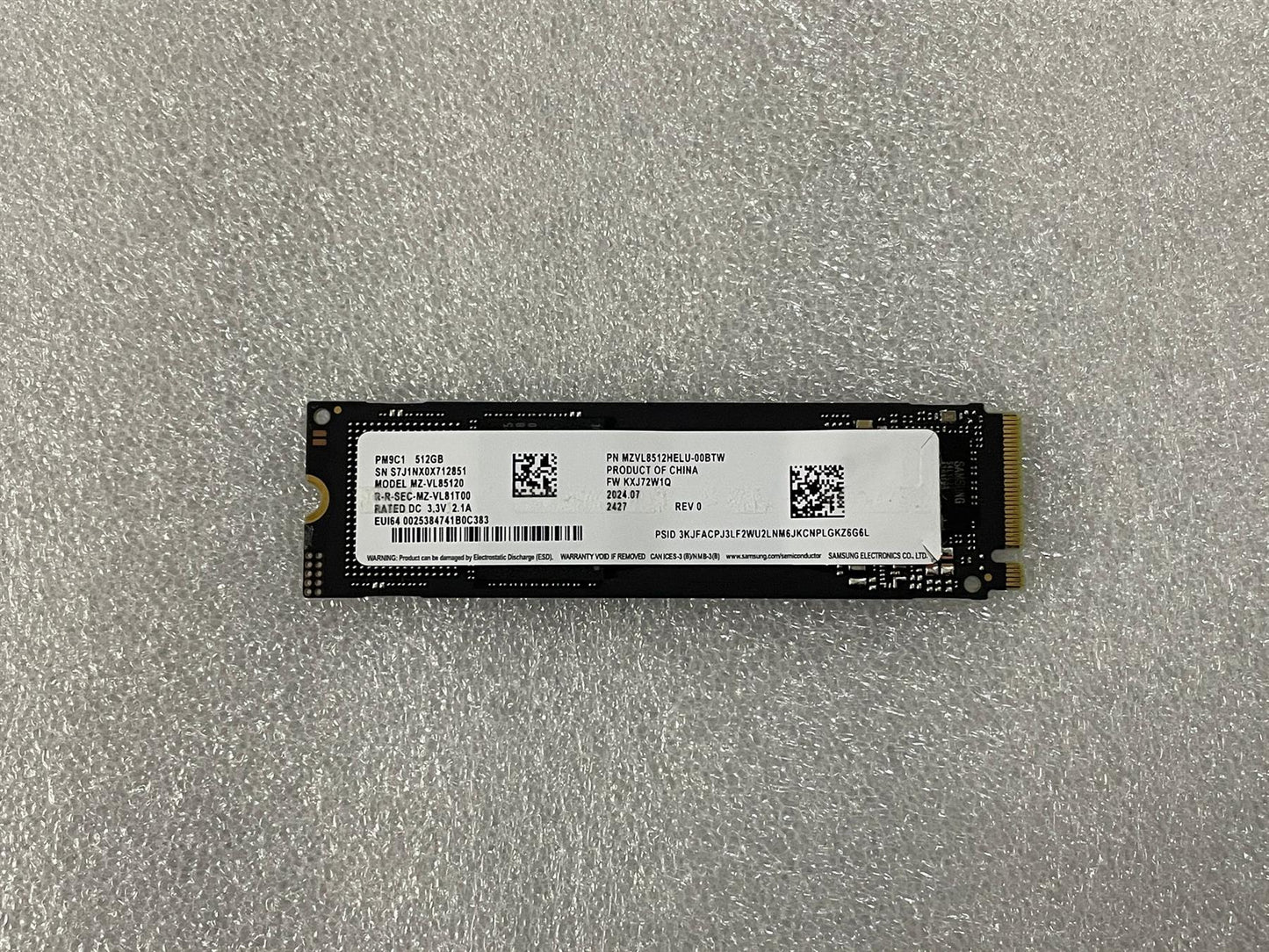 Samsung PM9C1 512GB M.2 NVMe SSD Solid State Drive MZVL8512HELU-00BTW KXJ72W1Q