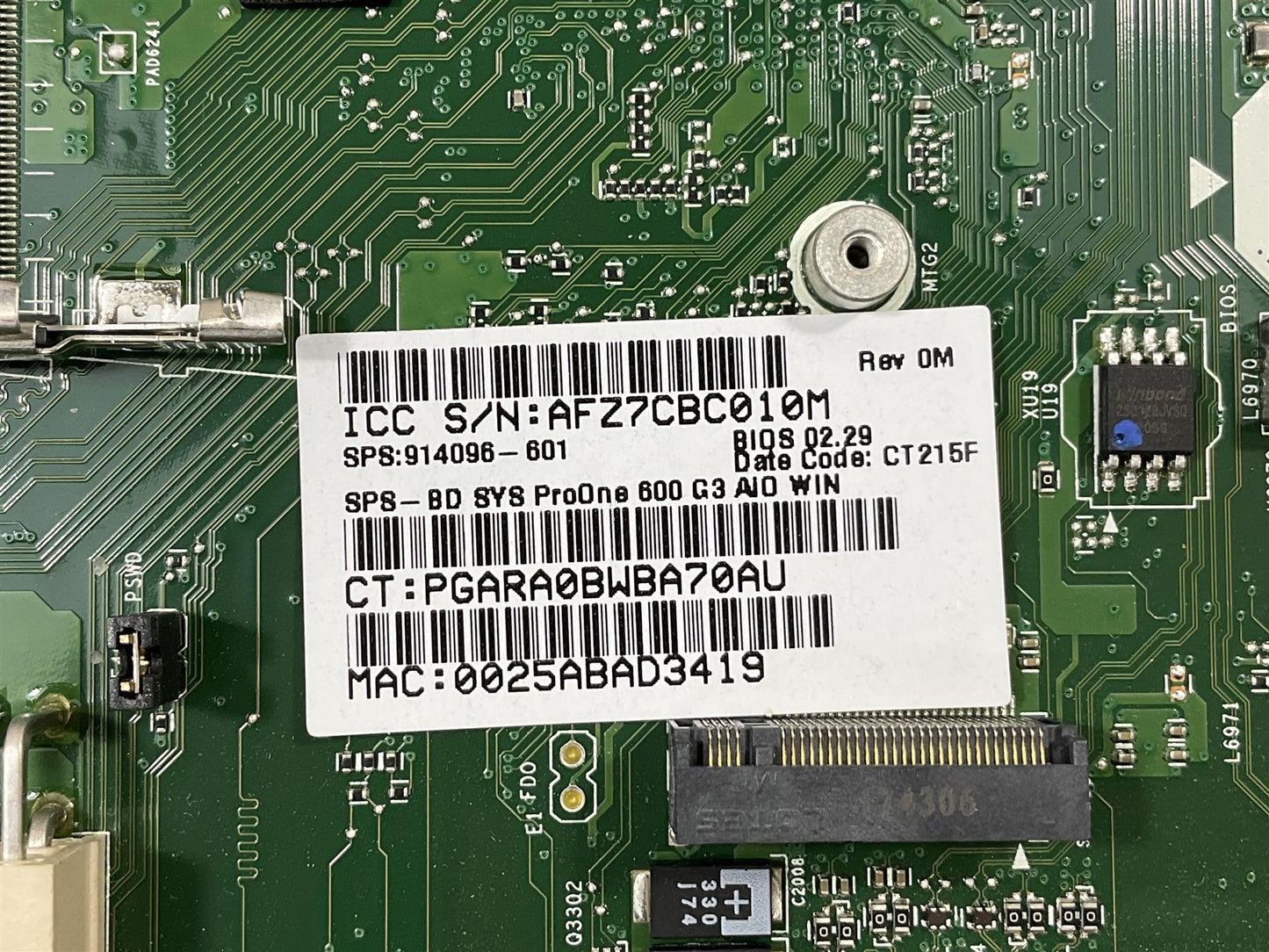HP ProOne 600 G3 AIO 914096-601 001 Intel LGA1151 Socket CPU Motherboard NEW