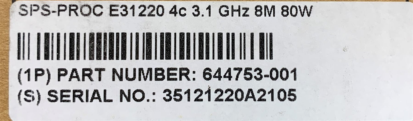 HP Intel Xeon Processor CPU E3-1220 SR00F 644753-001 8M 3.10 GHz Genuine NEW